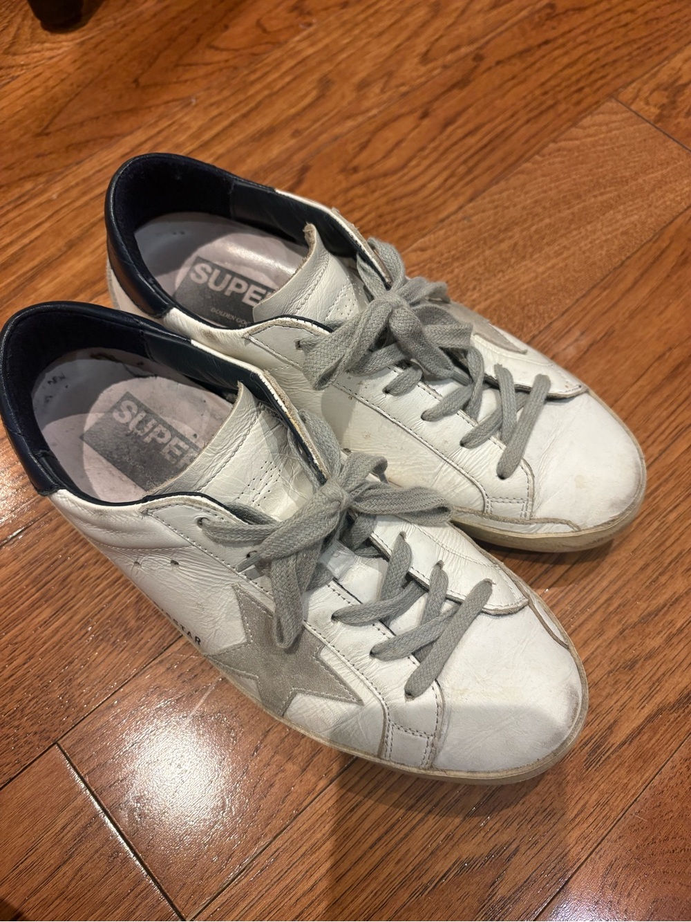 Golden goose Women's Super-Star with suede star and blue heel tab - Picture 4 of 6